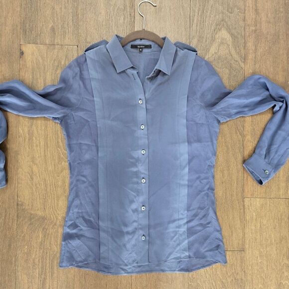 GUCCI Blue Silk Blouse Shirt Top size 42 6 - Picture 9 of 11